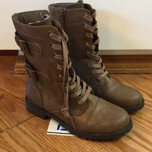Brown combat boots